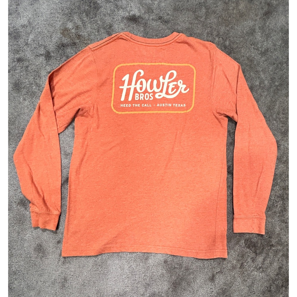 Howler Brothers Long Sleeve T-Shirt Mens Medium Orange Heather Graphic Austin TX - Picture 10 of 11